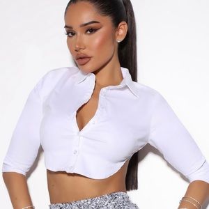 Cropped Half Sleeve Button-up